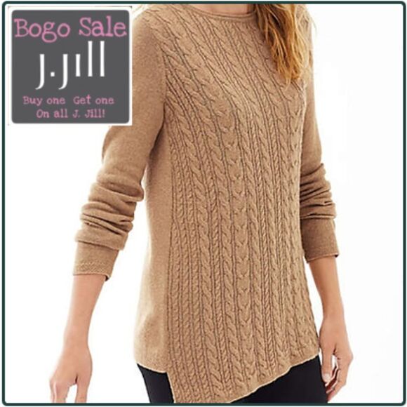 J. Jill Petite Asymmetrical Cable Pullover Sweater - Picture 1 of 7
